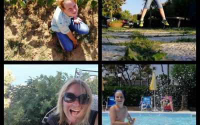 Marche in villaggio con bambini